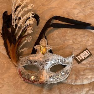 Silver sequin masquerade mask-new!